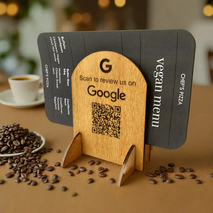 Custom Menu/Poster Holder with QR-Code for Google Review