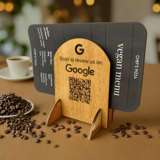 Custom Menu/Poster Holder with QR-Code for Google Review