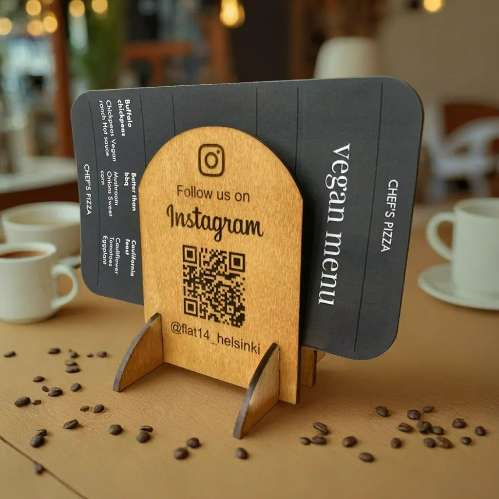 Custom Menu/Poster Holder with QR-Code for Instagram