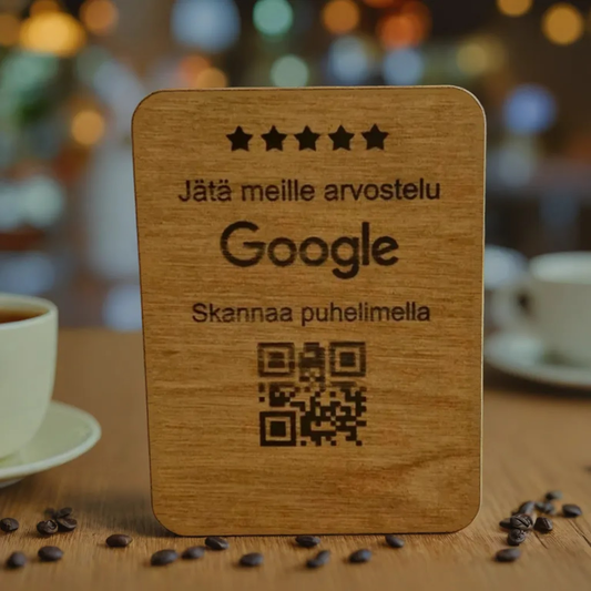 Google-arvostelu QR-koodikyltti