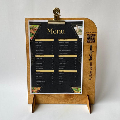 Custom Menu/Poster Holder with QR Code for Instagram